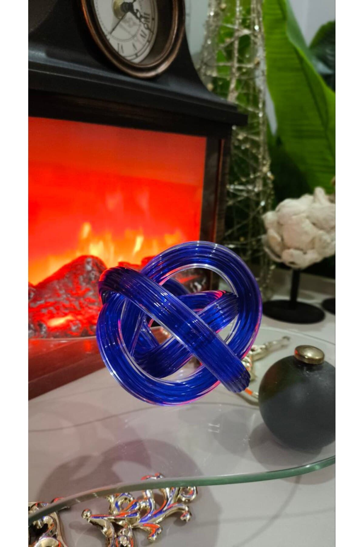 Cam Düğüm Kobalt Renk Dekoratif Cam Obje