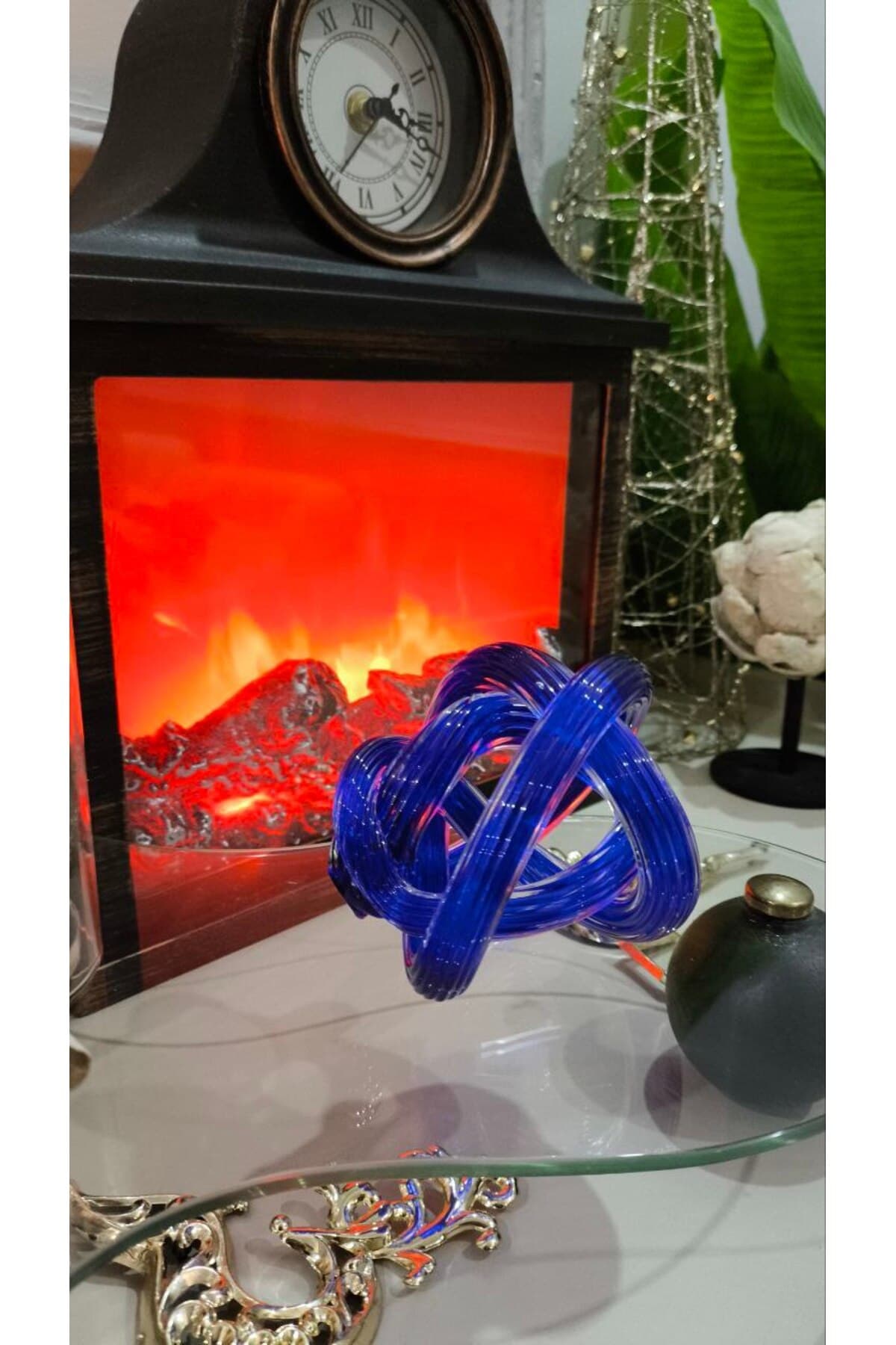 Cam Düğüm Kobalt Renk Dekoratif Cam Obje 4