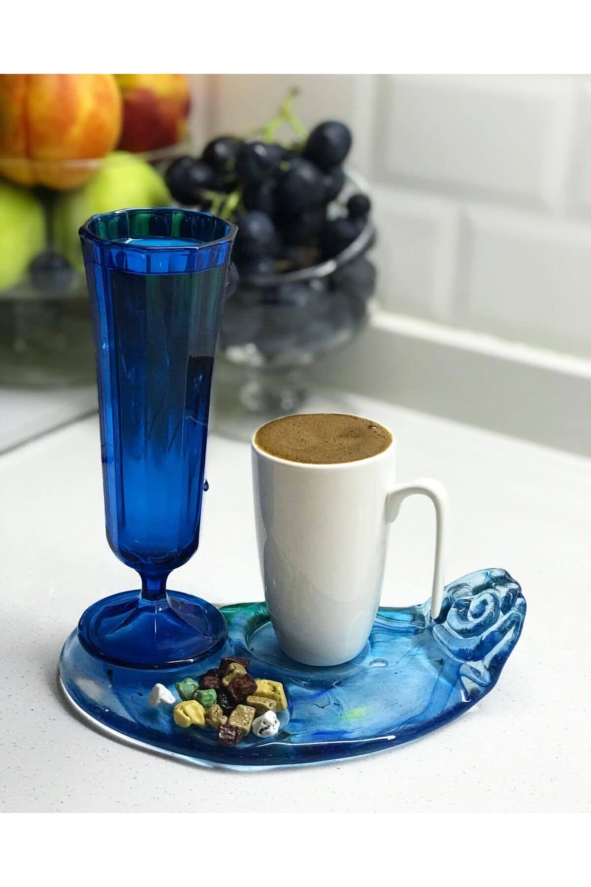 Kahve Sunum Tabağı - Mavi 2