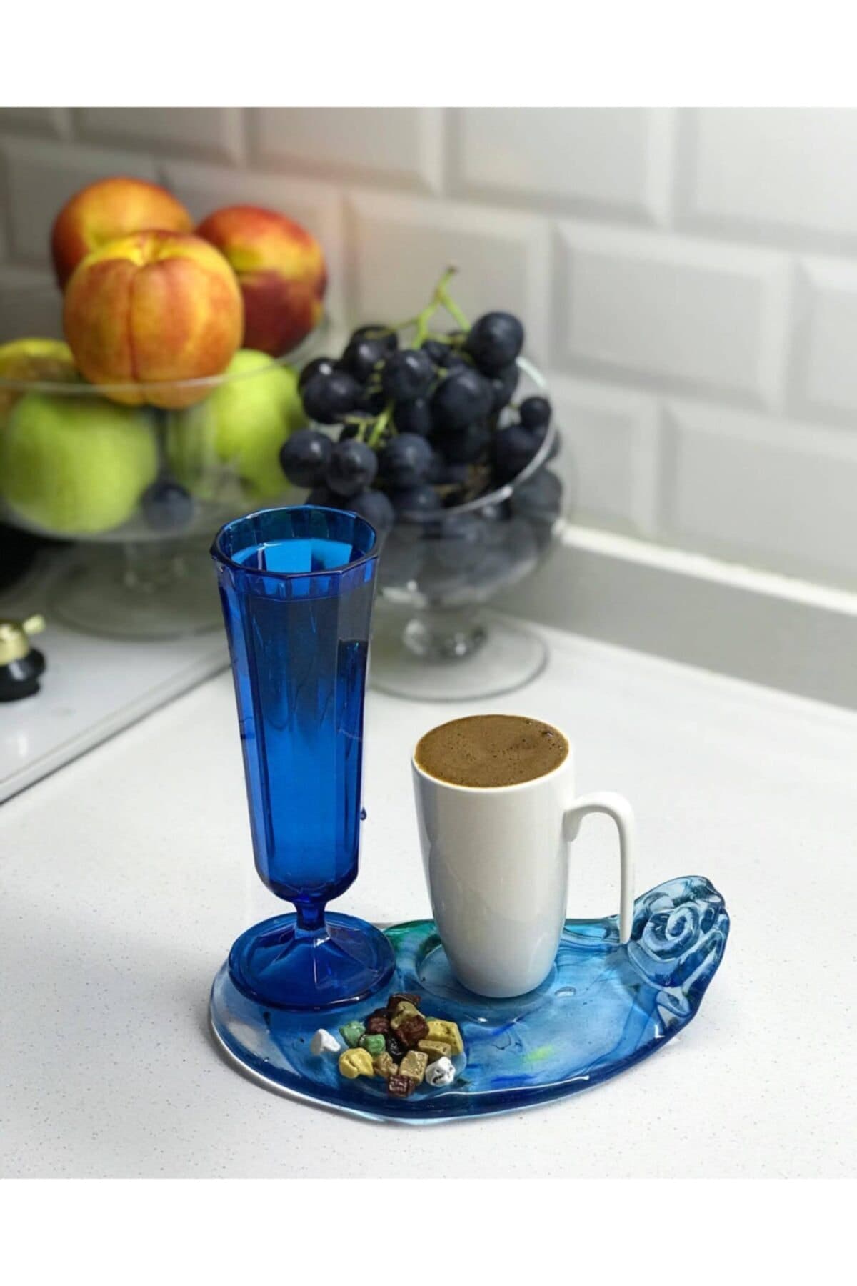 Kahve Sunum Tabağı - Mavi 3