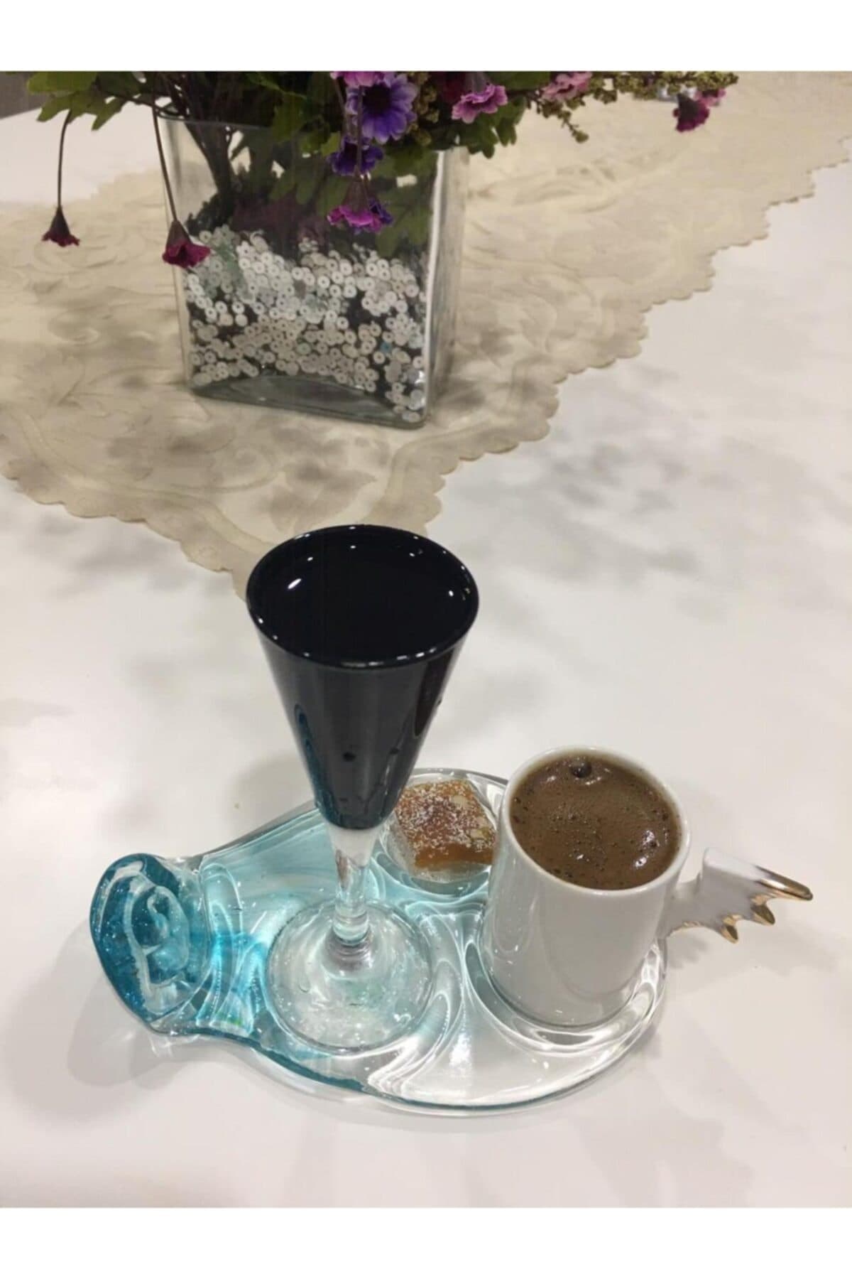 Kahve Sunum Tabağı - Turkuaz 3